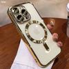 For iPhone 15 Pro Max Luxury Magsafe Magnetic Plating Frame Phone Case For iPhone 11 12 13 14 15 16 Plus Lens Protective Cover
