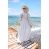 Women's Lace Front Lined Linen Hijab Dress Stone