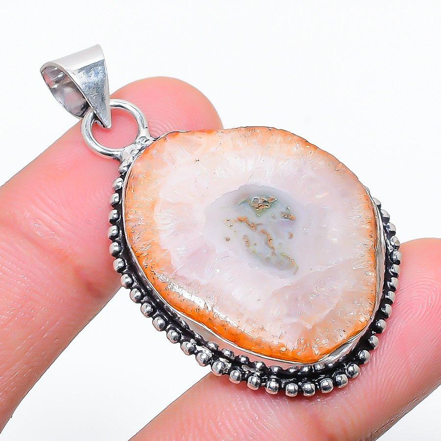 Подвеска из натурального коричневого солнечного кварца из стерлингового серебра 925 пробы 1,85 дюйма Z4k42