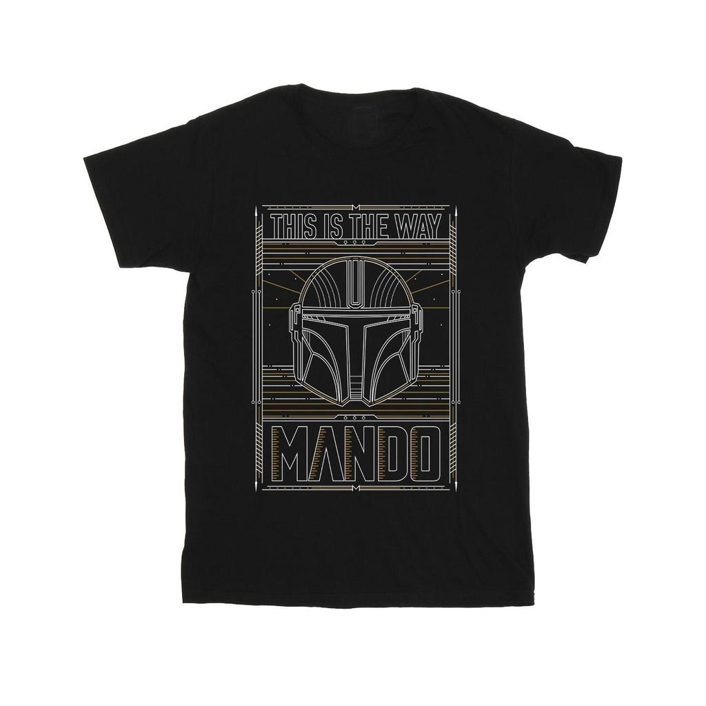 Star Wars Mens The Mandalorian The Way Outline Helm T-Shirt