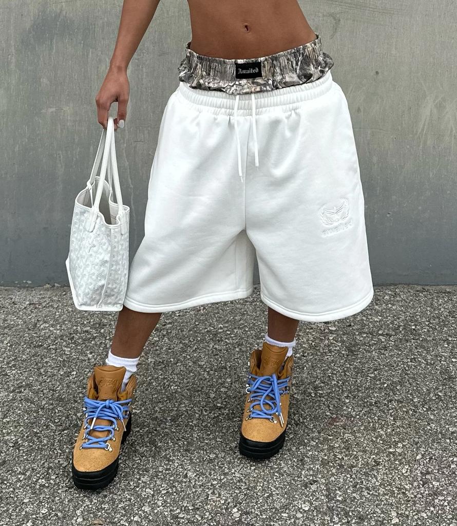 Американский новый стиль Harajuku камуфляжные шорты с двойным верхом для мужчин и женщин в стиле хип-хоп с высокой талией уличные спортивные хлопковые брюки