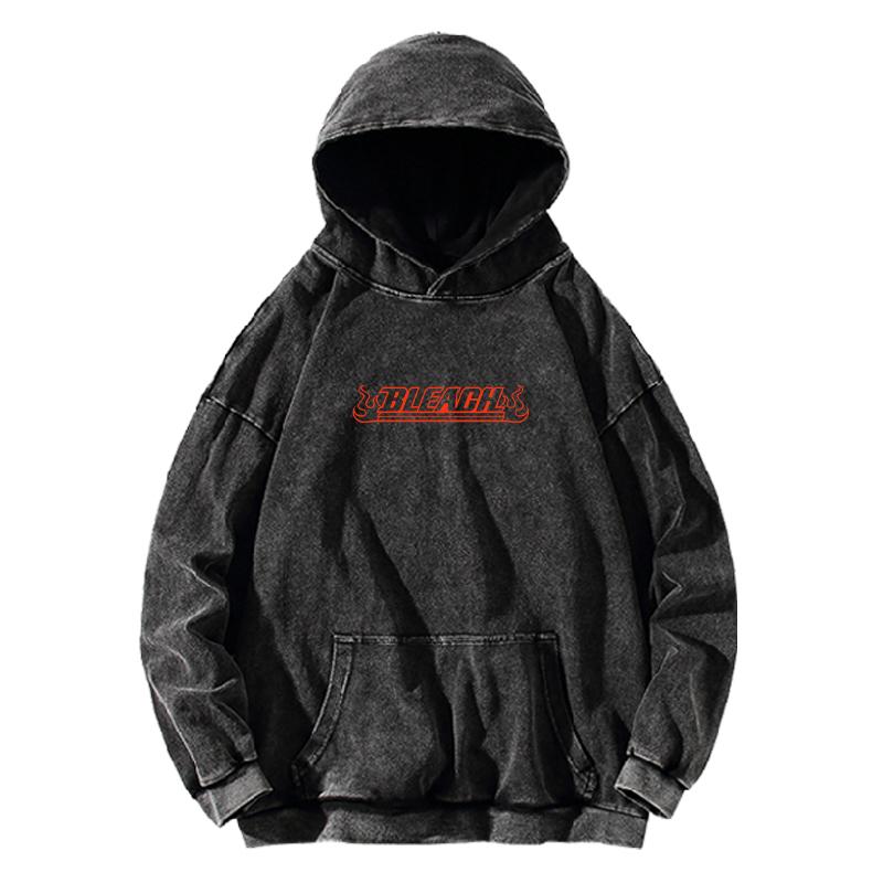 BLEACH Ichigo Kurosaki Graphic Hoodie Manga Vintage Washed Oversized Streetwear 100% Cotton Fall Winter Men Women Hooded Top