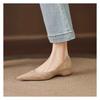 Fall New Suede Low Heel Shoes Women's Fashion Pointed Toe Shallow Mouth Cover Foot Non-slip Soft Sole Single Shoes