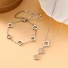 3PCS Diamond Studded Clover Fashionable Versatile Earring Necklace Bracelet Set, the Best Birthday Gift, Valentine's Day Gift