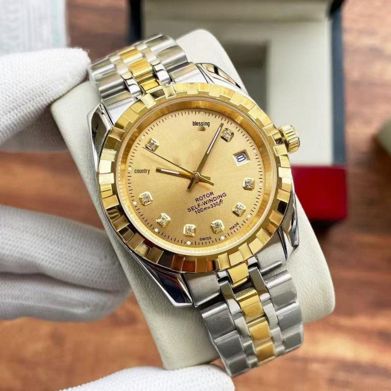 TUD Classic M22010 Men's Automatic Steel Watch with Serrated Bezel & Diamond Inlaid Plaid.