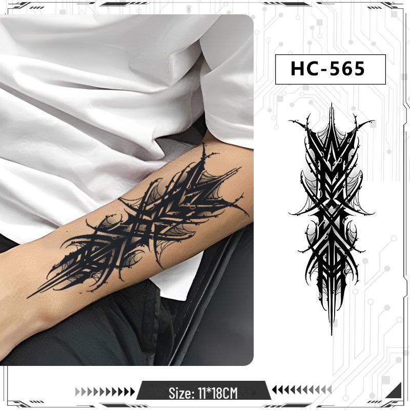 19 водонепроницаемых наклеек-татуировок на половину руки Dark Totem - долговечные травяные узоры для мужчин и женщин