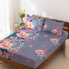 Простыня на резинке с принтом, чехол для матраса, двуспальная кровать размера Queen King Size (В комплект входят наволочки 3 шт.) Постельное белье с эластичной резинкой