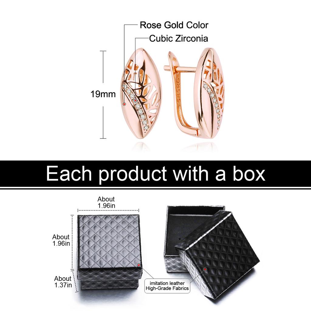 LSOOYH серьги-клипсы цвета розового золота, модные серьги для женщин, серьги-гвоздики с полым цирконием, ювелирные изделия