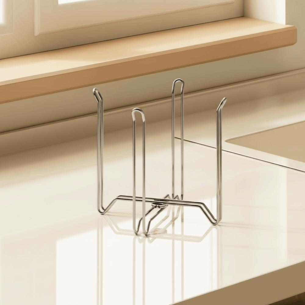 Stainless Steel Trash Bag Rack Portable Waste Organizer Stand Kitchen Use