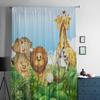 Прозрачные шторы с изображением диких животных в лесу для гостиной, тюлевые шторы для детской спальни, кухонные шторы для окон