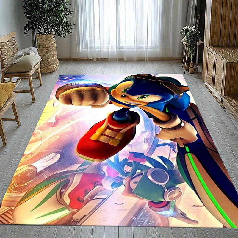 Retro S-Sonic Cartoon Games Living Room Non-Slip Area Rug Soft Carpet for Bedroom Kids Playroom Sofa,Home Decor Doormat Gift