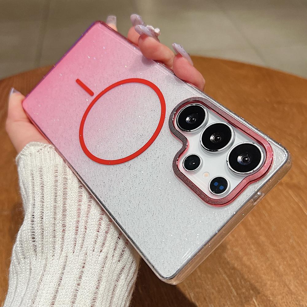 KEYSION Роскошный градиентный блестящий магнитный чехол для телефона для Samsung S22 S23 S25 Ultra S25+ Edge S24 FE Беспроводная зарядка Противоударный чехол