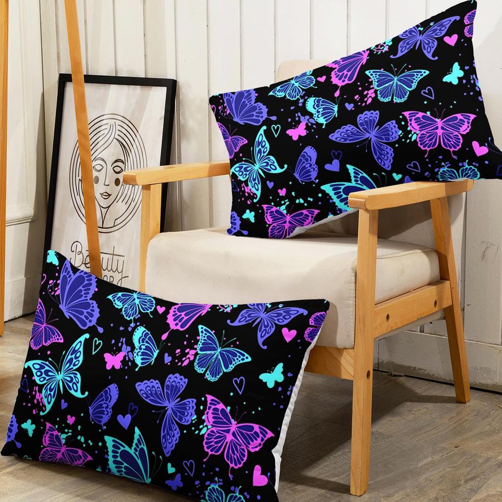 Beautiful Butterfly Pattern Mattress Three-Piece Digital Printing Home Bedding Set Adult Children