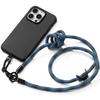 Lanyard Case for iPhone 15 Pro, Black Shockproof Protection with Detachable Blue Lanyard