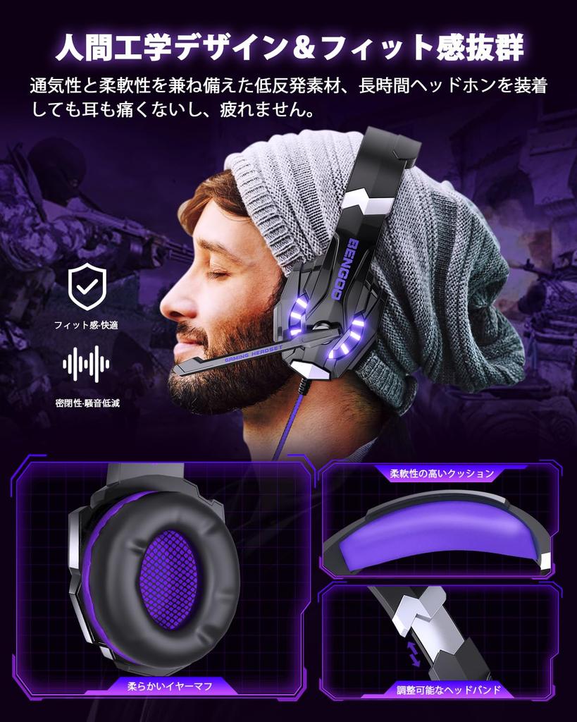 Bengoo Gaming Headset for Noise Cancelling Headset with Wired Gaming Headphones for Deep LED Controller Stereo FPS Compatible with Nintendo Xbox and