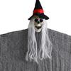 Halloween Hanging Skull Realistic Skull Ghost Decoration with Long Hair Poseable Wire Spooky Hanging Skeleton Prop for Halloween Party