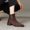 Квадратный носок челси короткие ботинки 2025 осень и зима новый британский темперамент простые овчины низкий каблук плоские женские ботинки модные ботинки