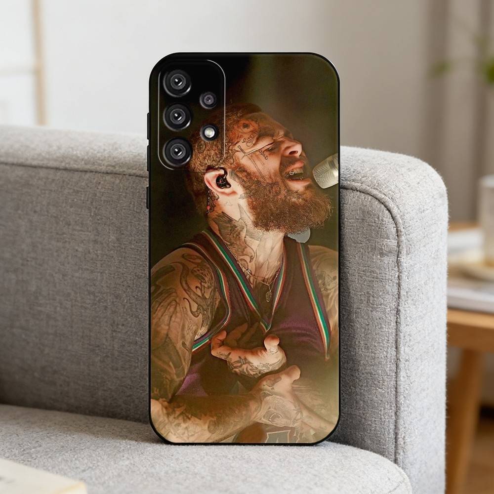 King P-Post M-Malone Phone Case For Samsung S25,S24,S21,S22,S23,S30,Ultra,S20,Plus,Fe,Note,10,9,5G Black Cover