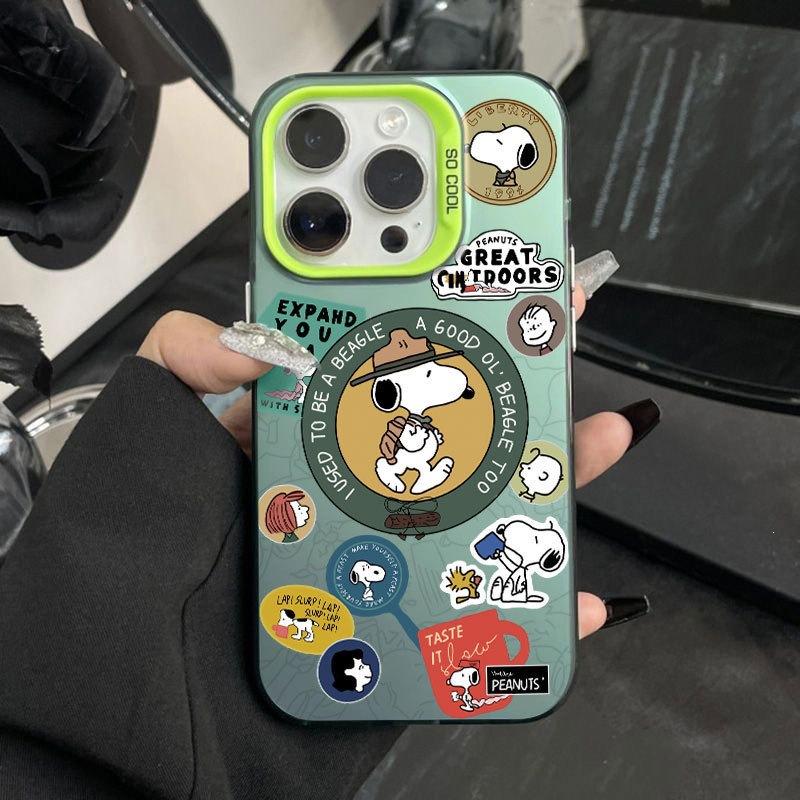 Snoopy AK tide brand подходит для чехла для мобильного телефона Apple 15promax продвинутое ощущение 14/13/12 цвет серебристый лазерный xs