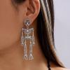 Zircon Pumpkin Ear Studs Rhinestone Long Tassel Drop Earrings Skeleton Dangle Earrings  Party