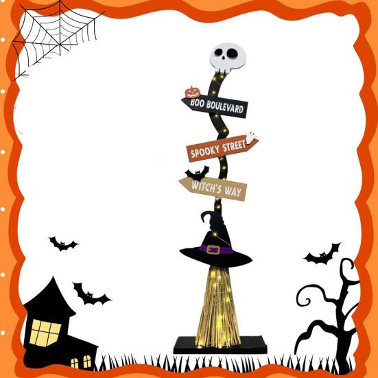 Хэллоуин Деревянная Ведьмина Метла Знак для Крыльца Жутка Хэллоуин Ведьмина Метла для Внутреннего Наружного Крыльца Двора Домашнего Декора