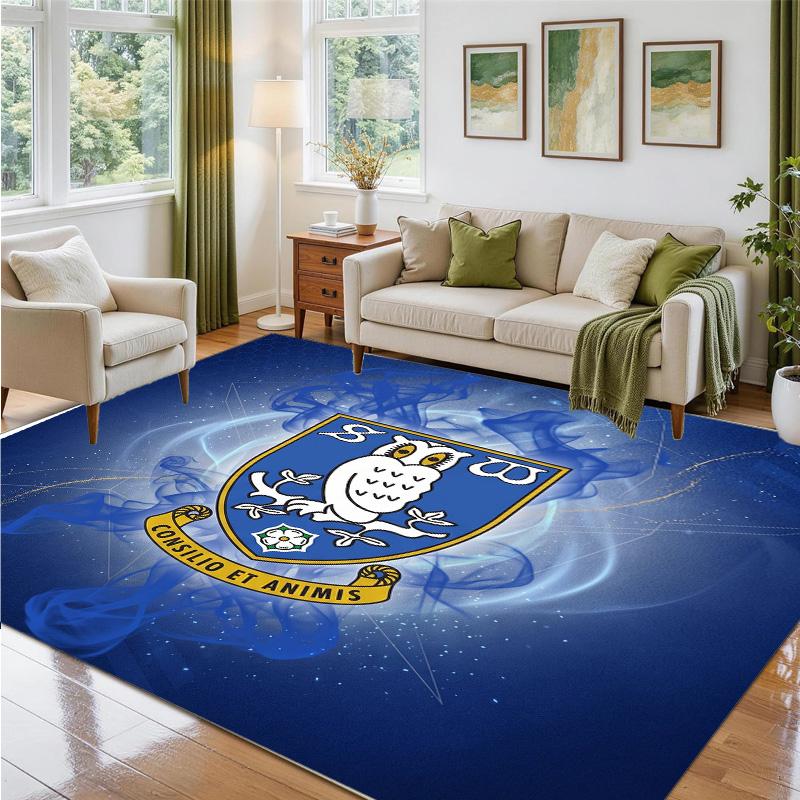 Sheffield Wednesday Design Crystal Velvet Rug Soft Decorative Mat for Bedroom Entrance