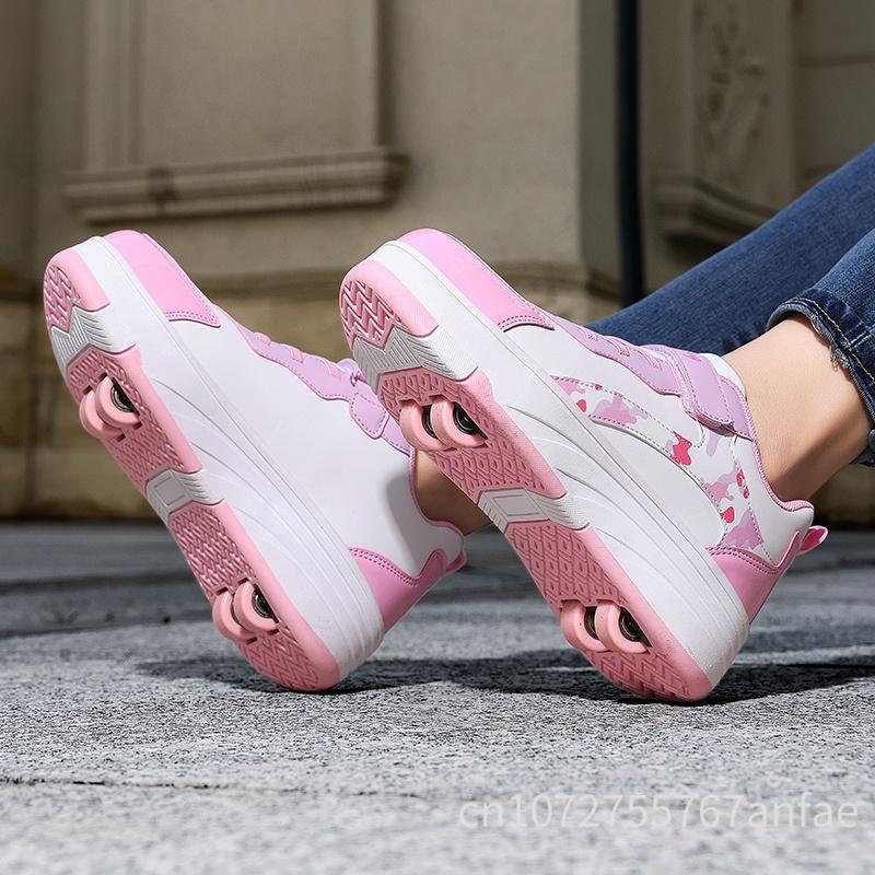 Детская обувь для скейтборда Ходьба Катание Двойного назначения Удобная Износостойкая Уличные Кроссовки для роликовых коньков Повседневная обувь для девочек