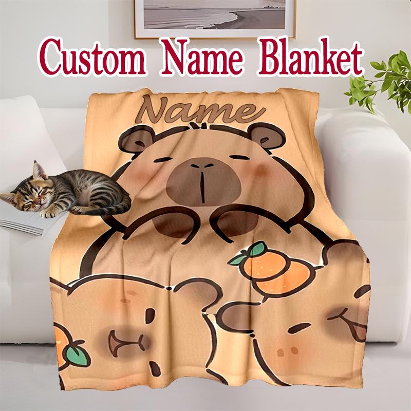 1pc Comfortable Home Print Throw Blanket, Capybara (11) Blanket For Bed and Sofa Use, Special Present For Family