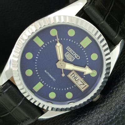 ВИНТАЖНЫЕ ОТРЕМОНТИРОВАННЫЕ МУЖСКИЕ АВТОМАТИЧЕСКИЕ ЧАСЫ SEIKO 5 6309A ЯПОНИЯ СИНЕГО ЦВЕТА a444279-1