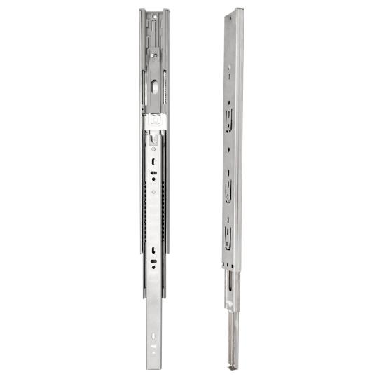 2 шт. Направляющие для ящиков из нержавеющей стали, 3-секционные, с плавным закрыванием, шарикоподшипниковые, для бокового монтажа сзади, полного выдвижения