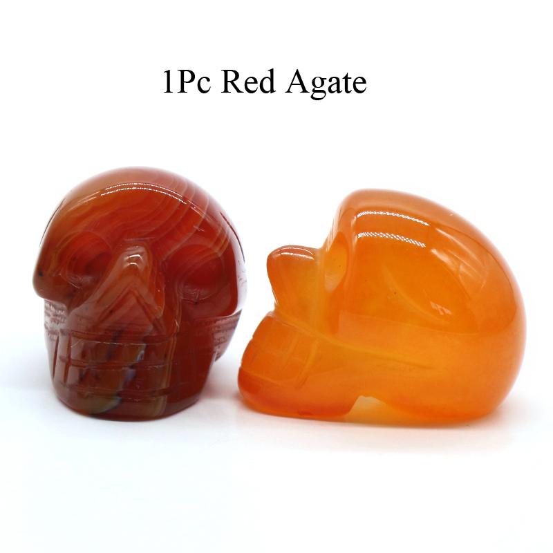 1Pc Natural Stone Carved Skull Natural Crystal Crafts Ornaments Halloween Ghost Festival Decorations Jewelry Furnishings Supplies Gifts 25x20x18 Mm