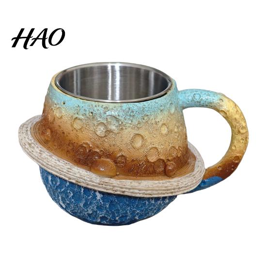 Collectible Space Gift 300ml 3D Planet Coffee Mug with Stainless Steel Liner, Realistic Solar System Relief Water Astronomy Enthusiast Cup,