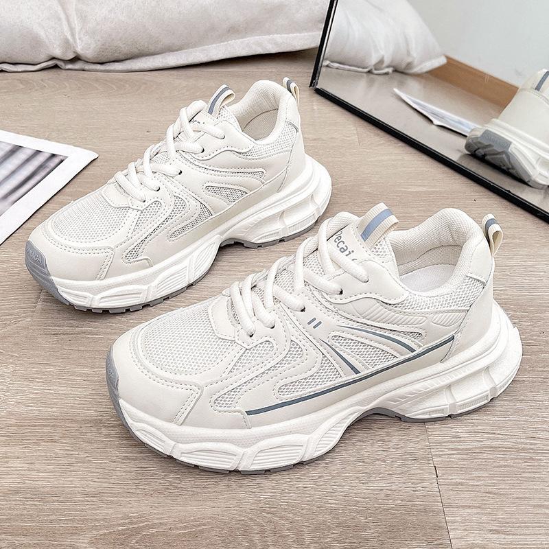 Туфли на толстой подошве для женщин, сетчатые дышащие, на высокой платформе, для бега, повседневные, женская мода, простые, на все случаи жизни, осенние