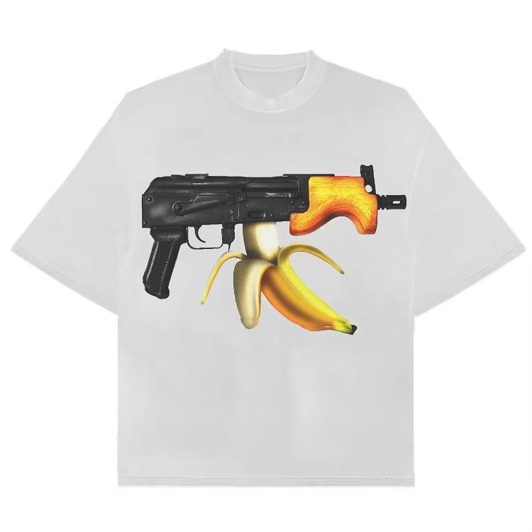 Harajuku Banana Gun Graphic T Shirts Vintage Y2k Men Women Tee Oversized Couples Gothic Streetwear Punk Casual Top Unisex Clothe