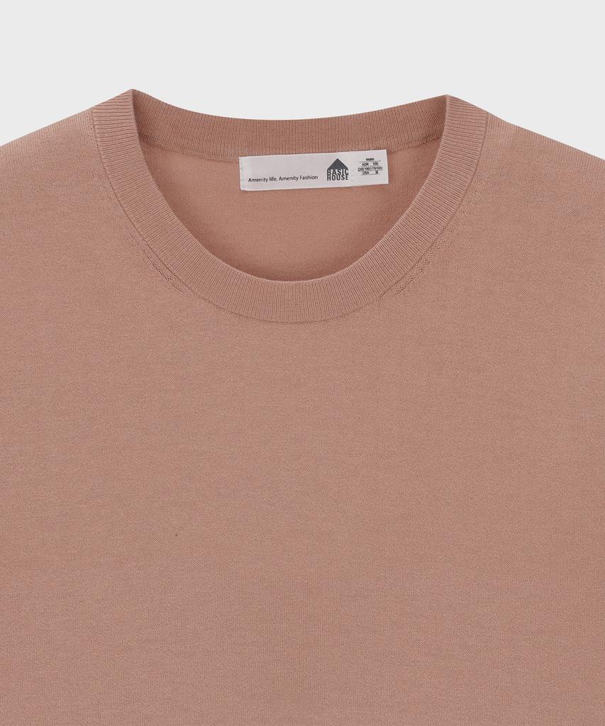 BASIC HOUSE Uni Cotton Round Neck Short Sleeve Knit Deep Pink Lwkt3101