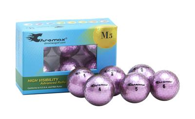 Цветные металлические мячи для гольфа Chromax M5 (6 упаковок) фиолетовый