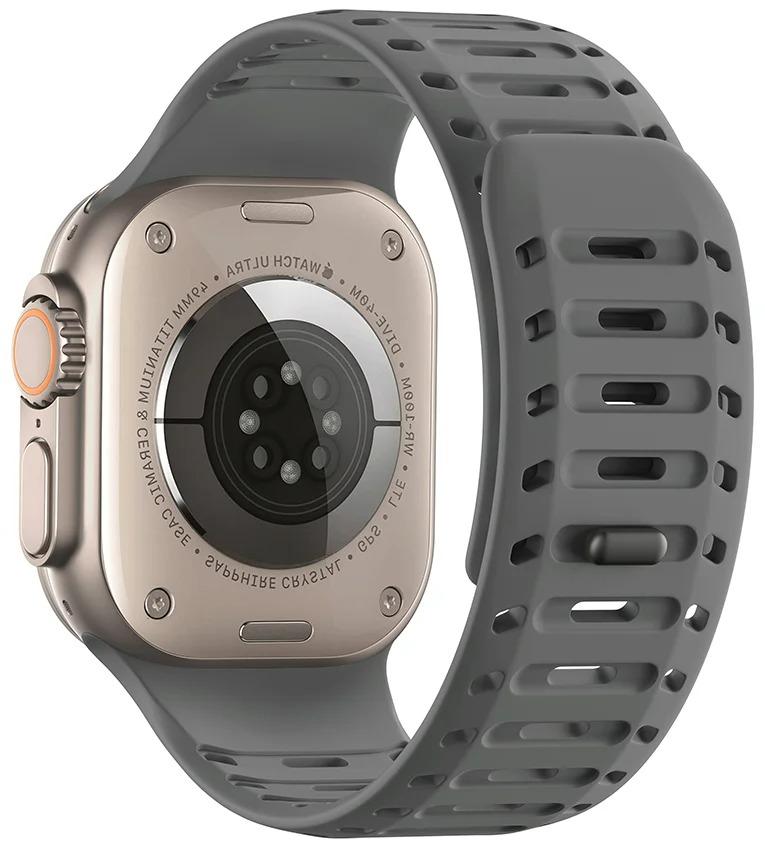 Магнитный силиконовый ремешок для Apple Watch Ultra 3 2 1 49 мм / Серии 11 10 46 мм Спортивный ремешок iWatch 9 8 7 6 5 / SE 3 45 мм 44 мм