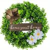 Весна Лето Деревянный Знак Венок Искусственные Зеленые Листья Цветочный Венок с Бантом из Мешковины и для Входной Двери Окна Подвесные Настенные Украшения Для Вечеринки