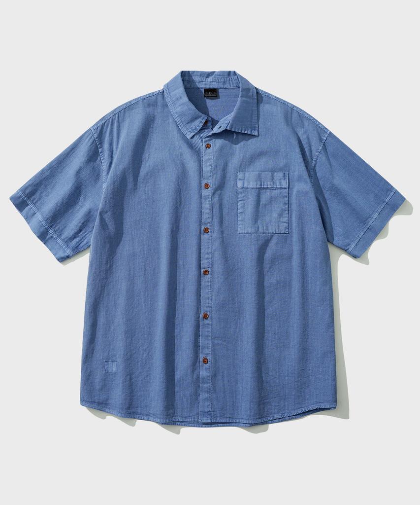 WV PROJECT Cool Summer Stripe Pigment Short Sleeve Shirt Blue Mjss7787