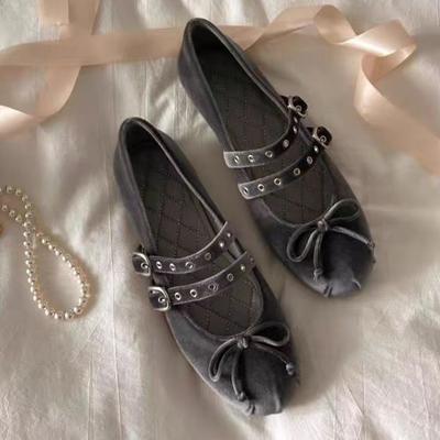 IPPEUM Балетки из красного бархата с круглым носком и бантом Zapatos Mujer Женские Мэри Джейн