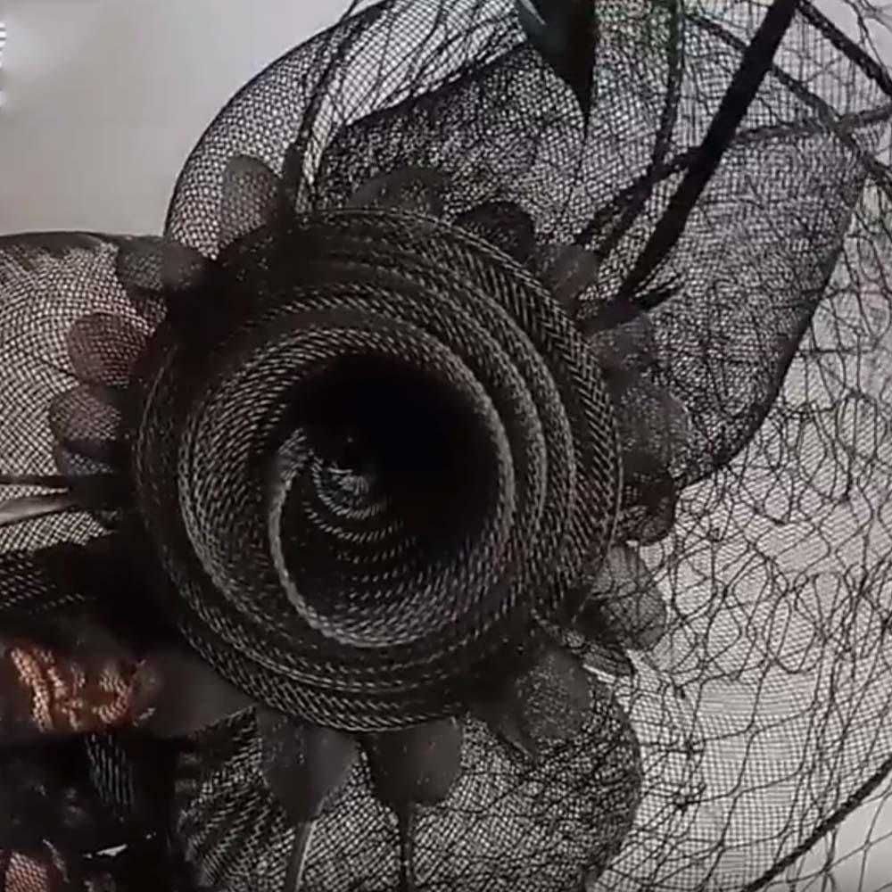 Шляпка-вуаль с бантом Головной убор Перо Невеста Повязка на голову Мода Сетка Шляпка-фасинатор Свадьба