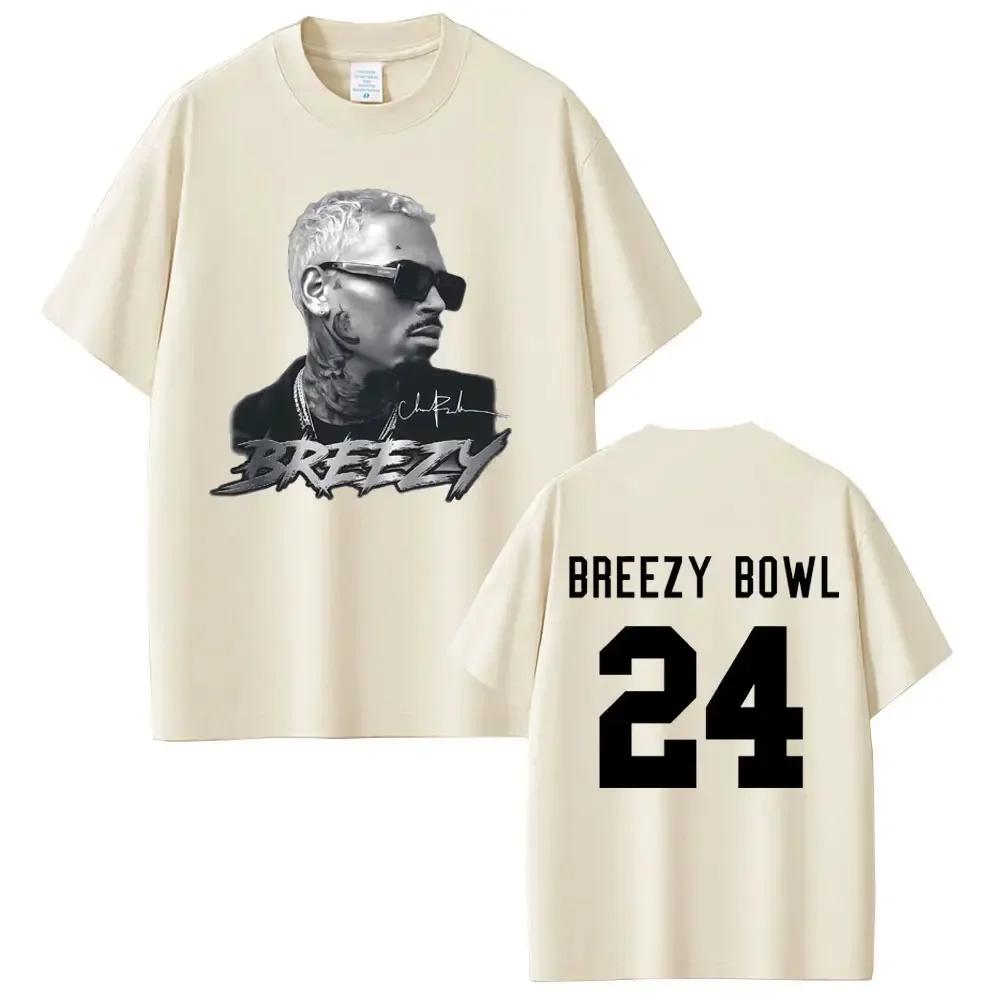 Chris Brown Graphic Tshirt Breezy Bowl Xx Tour T Shirts Unisex Wounisex Fashion Hip Hop Vintage Short Sleeve Oversized Tshirts Blac