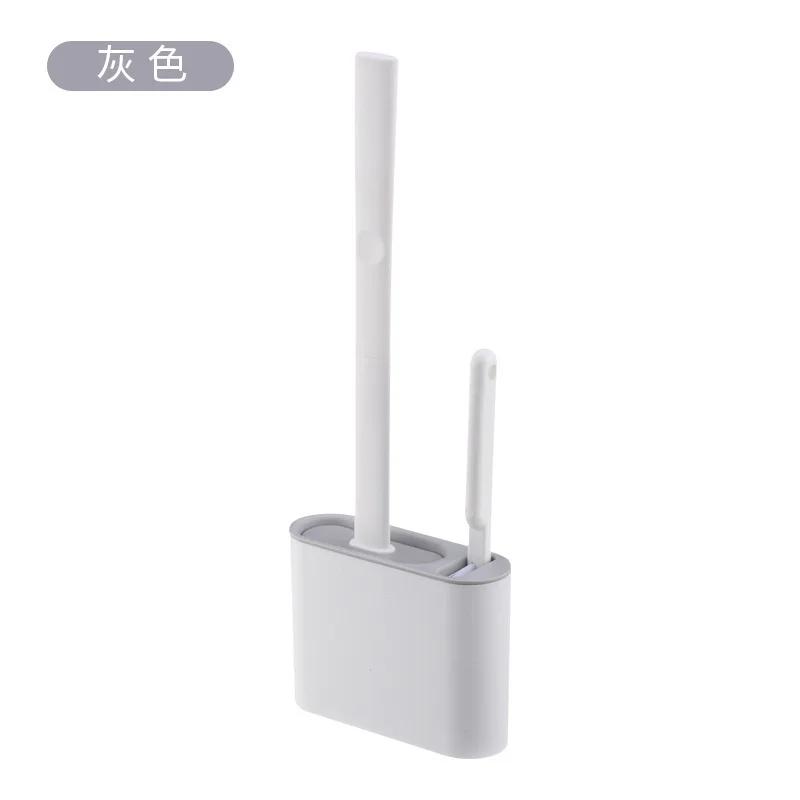 Toilet Cleaning Closestool Brush Long Handled Silicone Water Proof Quick Drying Soft Bristles Brush and Wall Hanging Holder