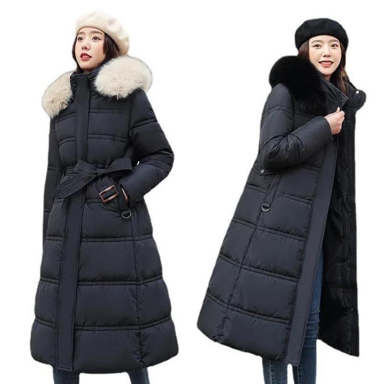 Women Thick Loose Large Size Down Cotton Parkas Jacket Autumn Winter New X-Long Padded Jacket Faux Fur Collar