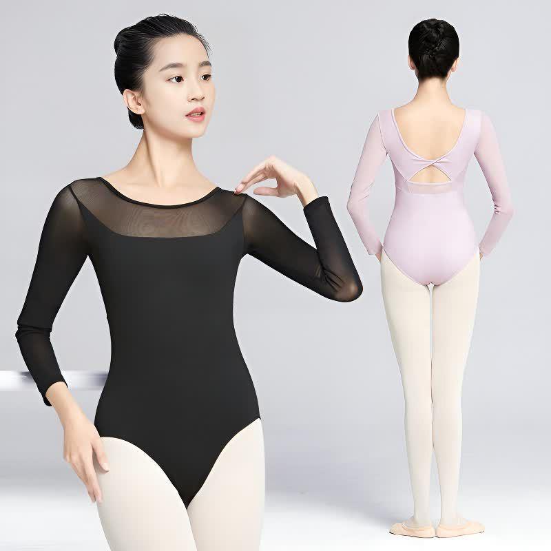 Womens Long Sleeve Dance Leotard Ballet Classical Practice Performance Nylon Spandex Stretch Fit