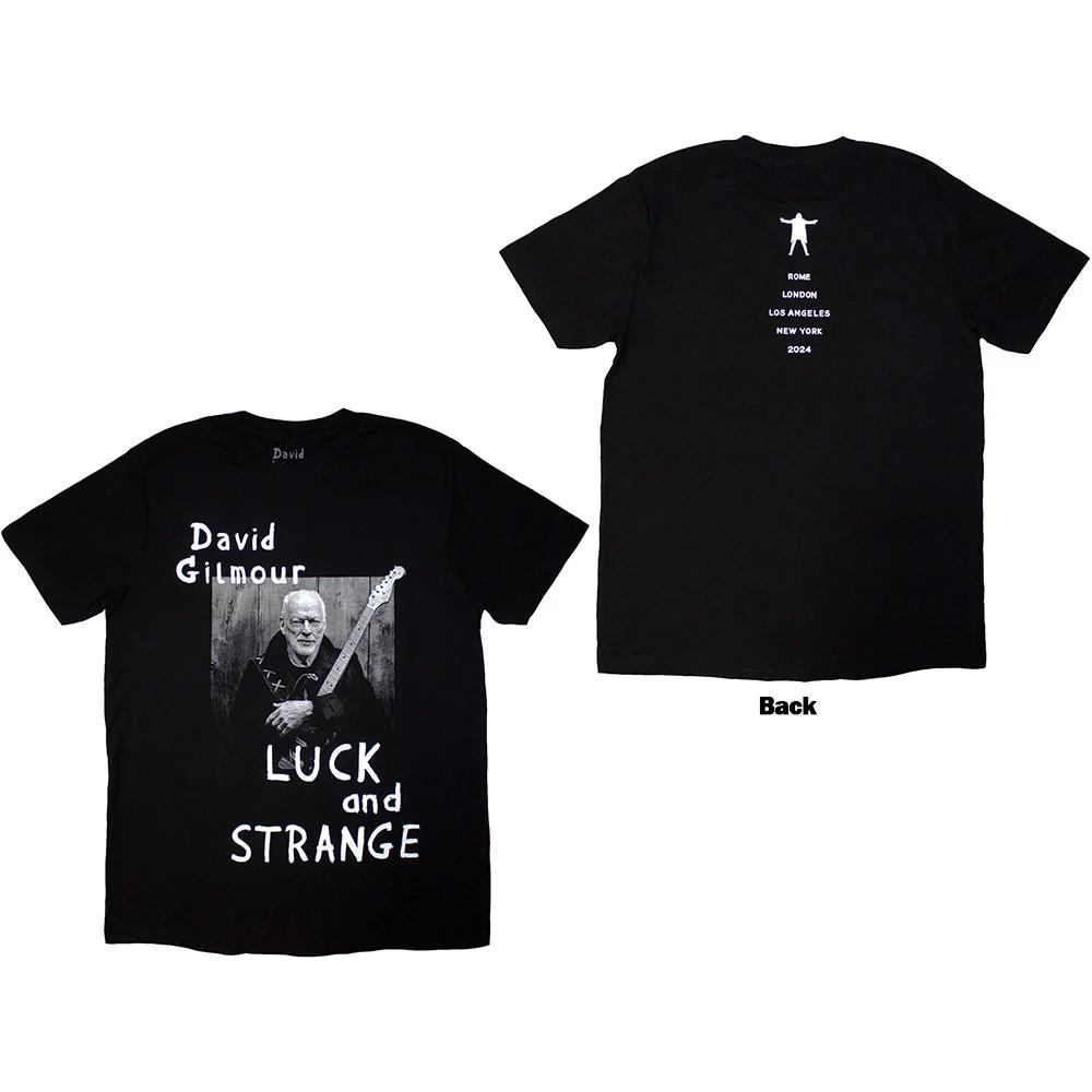 David Gilmour TShirt Luck Strange Portrait Black Back Print ExTour OF