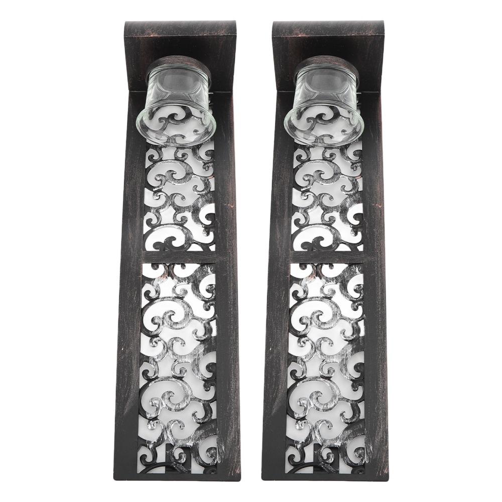 2pcs Balck Wall Candle Holder Iron Iron Wall Art Decorations Elegant Wall Candle Sconce for Office