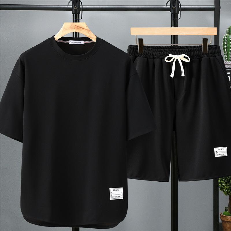 10XL Большой размер Костюм с короткими рукавами Мужской летний тренд Свободные повседневные шорты Футболка Костюм из двух частей Плюс жир для увеличения Универсальный спортивный костюм