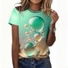 Women's 3d Geometric Love Pattern T-Shirt Summer Round Neck Short Sleeve Clothing Fashions Color Design Tops 2024 Oversize Tee