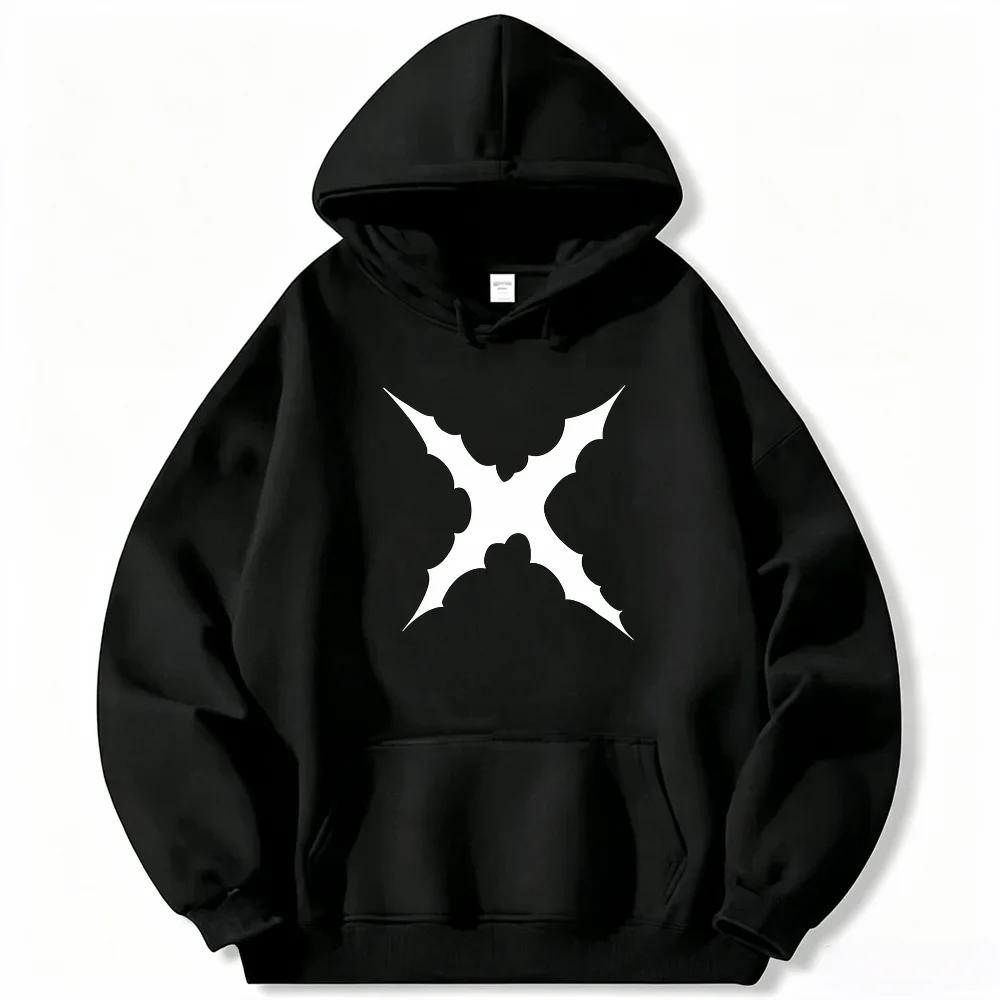 Свитшот с капюшоном и шнурком StreetwearGraphicHoodie Абстрактный X Облако Звезда Принт спереди Повседневный Пуловер с длинным рукавом Для мужчин Женщин